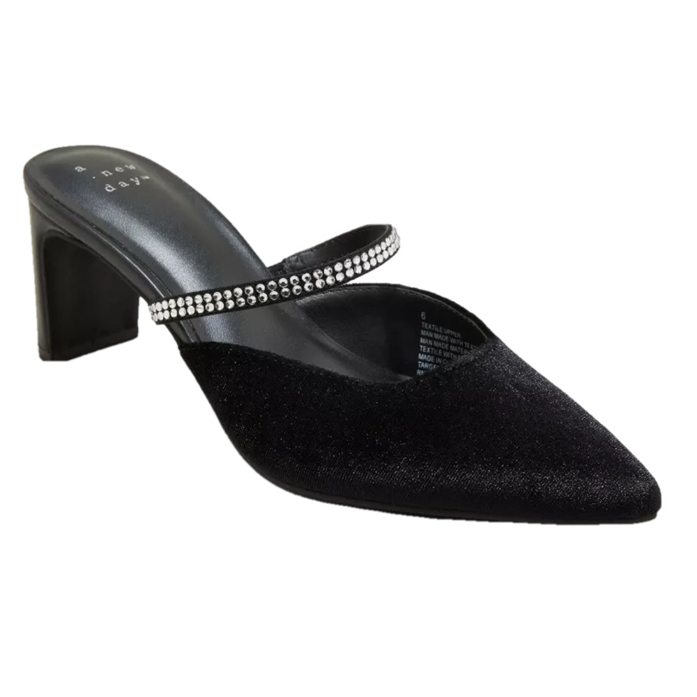 Women’s A New Day Black Velvet Rhinestone Heels